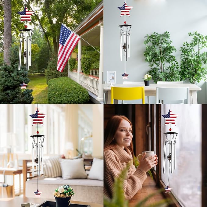 Wind Chimes for Outside 24" Wind Chime Outdoor Veteran Gifts for Home Patio Outdoor Windchimes Outdoors Small Wind Chimes for Outside -Christmas Birthday,