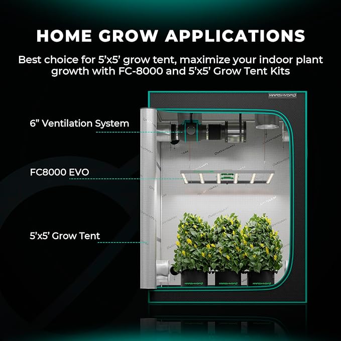 MARS HYDRO FC8000 Samsung LM301H EVO Bar LED Grow Light for 5x5, 2448 Pcs Diodes, with Smart Controller, 800W Commercial Full Spectrum Dimmable Daisy Chain Growing Lights for Indoor Plants