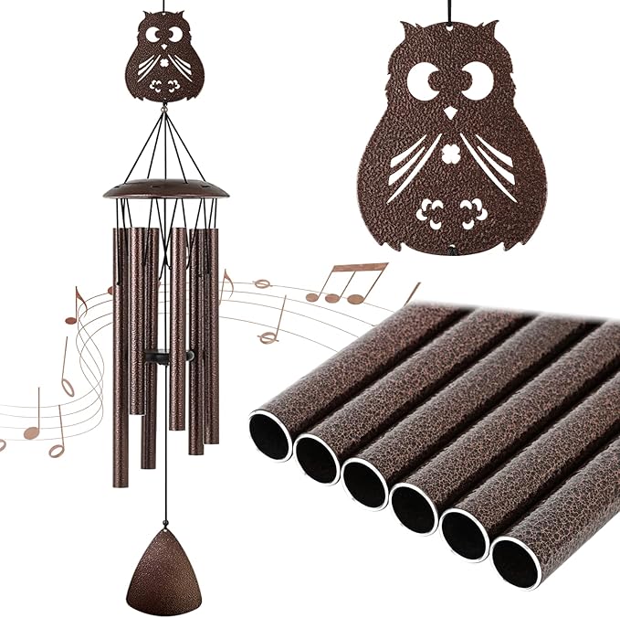 Wind Chimes, 37" Owl Wind Chimes for Outside Garden Patio Yard Decor, Deep Tone Windchimes for Mom Women Grandma Wife, Gifts for Christmas, Mother's Day, Housewarming, Retirement