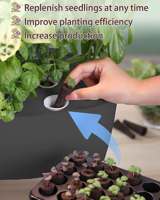 Hydroponic Growing System Kit 16 Pods, Smart Herb Garden with Sprout Mode Can Seedling in Advance & 24W Full Spectrum LED Grow Light, Indoor Garden Planter for Home/Office/School (Black)