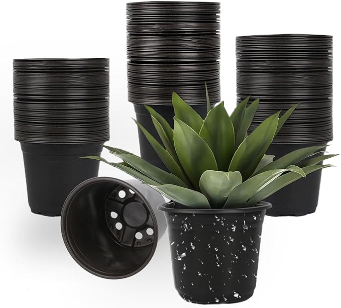 100 Packs Nursery Pots, 4 5 6 Inches Plastic Nursey Pots for Plants with Drainage Holes, Seed Starting Garden Pots of Flower Plant Container for Succulents, Transplanting (100, 4 Inch)