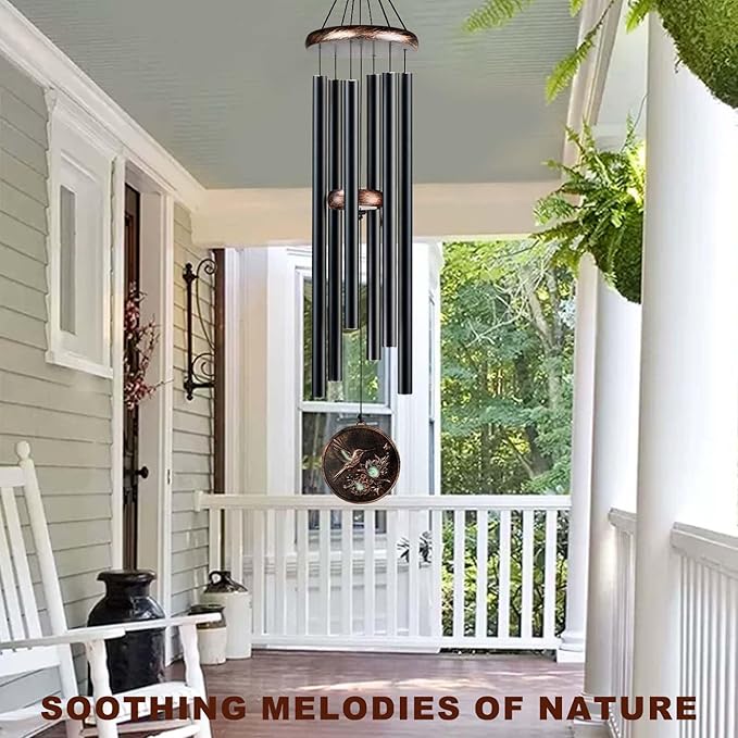 Large Wind Chimes for Outside, 48" Vintage Hummingbird Deep Tone Wind Chime Outdoor Clearance with Heavy Tubes, Patio Porch Balcony Decoration, Garden Hanging Decor Gifts for Women Men