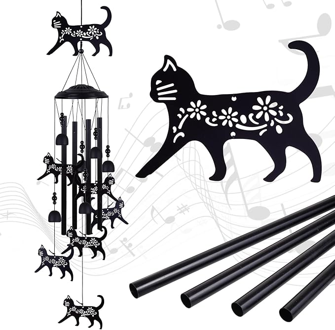 Cats Wind Chimes Outside Decor, Memorial WindChimes, Mobile Bells, Music Wind Catcher, Cat Wind Chimes for Home, Tree, Yard, Patio, Garden Decoration, Gifts for Cat Lovers, Festival Gifts for Mom