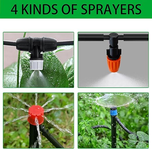 Upgraded Drip Irrigation System, 233FT Automatic Irrigation System, Watering Misting System for Greenhouse/Garden/Yard/Lawn, Micro Drip Irrigation Kit with 1/4 inch 1/2 inch Irrigation Tubing