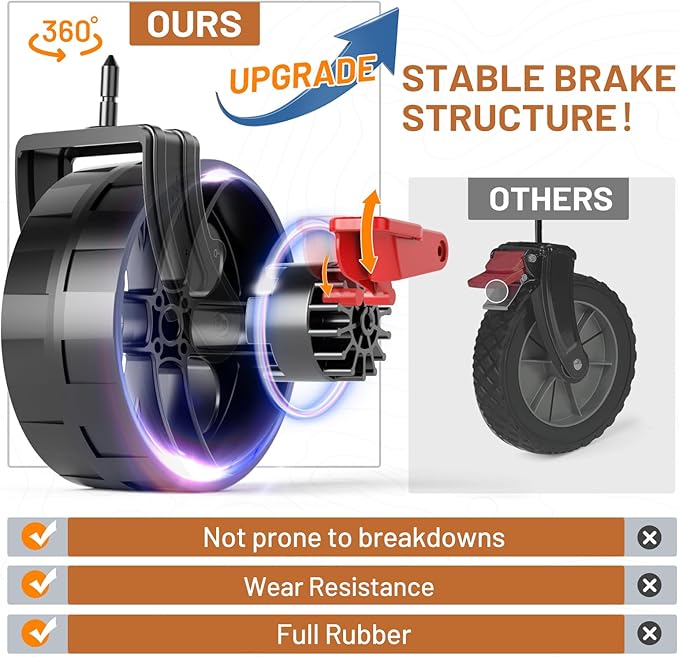 Timber Ridge 47" L Collapsible Wagon with Tailgate & Brake, 300lbs Heavy Duty Beach Wagon with All-Terrain Big Wheels, 250L Foldable Utility Cart for Sand Camping Sports Shopping, Orange