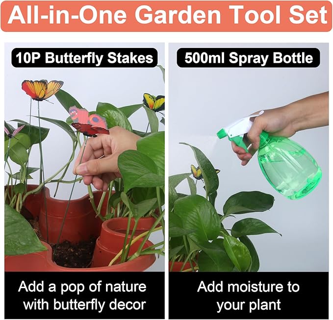 Vertical Planter, 6 Tier Stackable Strawberry Planter with Garden Tool Set, Movable Indoor/Outdoor Garden Herb Pot for Growing Vegetables and Succulents, Red