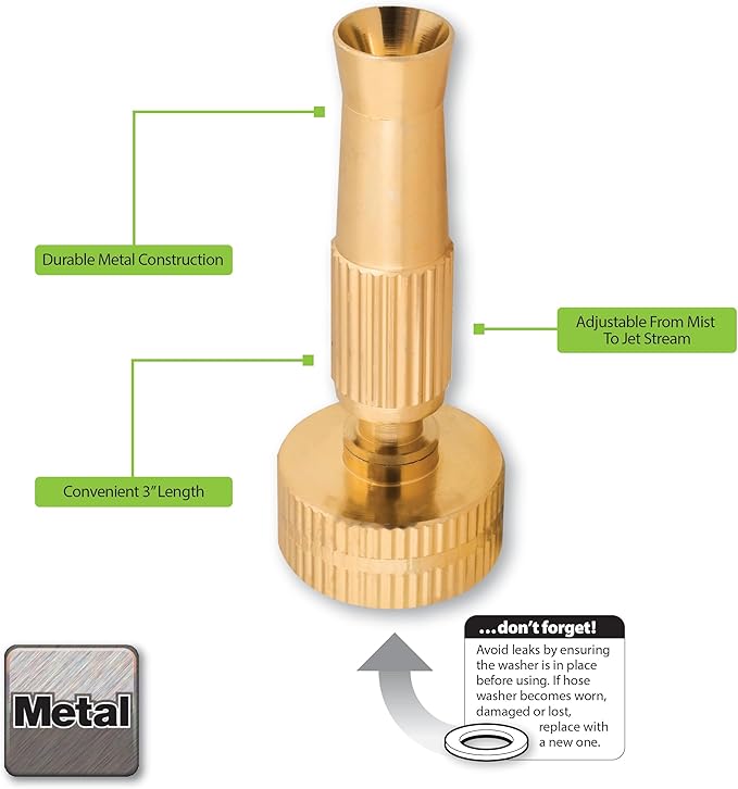 Melnor 97051AMZ XT Stainless Steel Garden Hose 5/8" x 50ft - Kink-Free - Lightweight - Rubberized Grips - Metal Twist Nozzle - Ultra Durable - Silver/Black