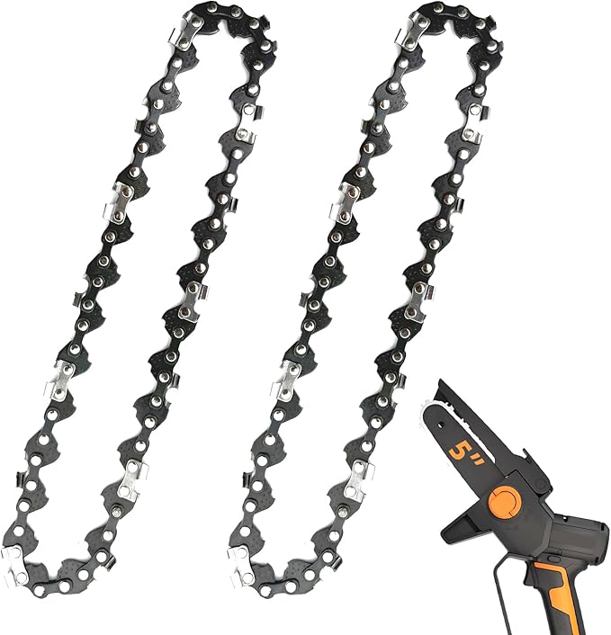 2 Pack 5 Inch Chainsaw Chain Low Kickback 5 Inch Chain Saw Chain Fit For WORX WG324, FASTCRAFT 2020X-L, 5" Replacement Chains Fits for 5" Electric Battery Powered Chainsaw