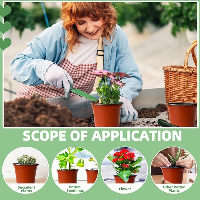 100 Pcs Plant Nursery Pots,6 Inch Thicker Plastic Seedling Pots with Holes,Seed Starting Pot Flower Plant Container for Succulents,Seedlings,Cuttings,Transplanting