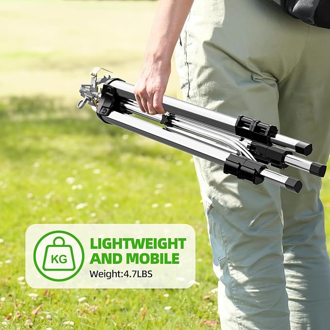 SPECILITE Brass Impact Sprinkler on Tripod Base, 50” Heavy Duty Metal Pulsating Telescoping Sprinkler, 360 Degree Irrigation for Large Area, Yard, Lawn, Waters up to 90ft, Covering up to 6360sqft