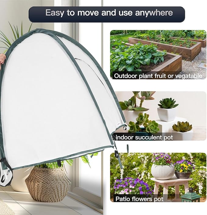 2pcs Quick Open Plant Covers Freeze Protection Portable Small Cover for Garden Flower and Flowerpot Cold Frost for Winter Frost Snow Storm Protect from Birds, Pests (Non-Woven(28" L x 28" W x 32" H))