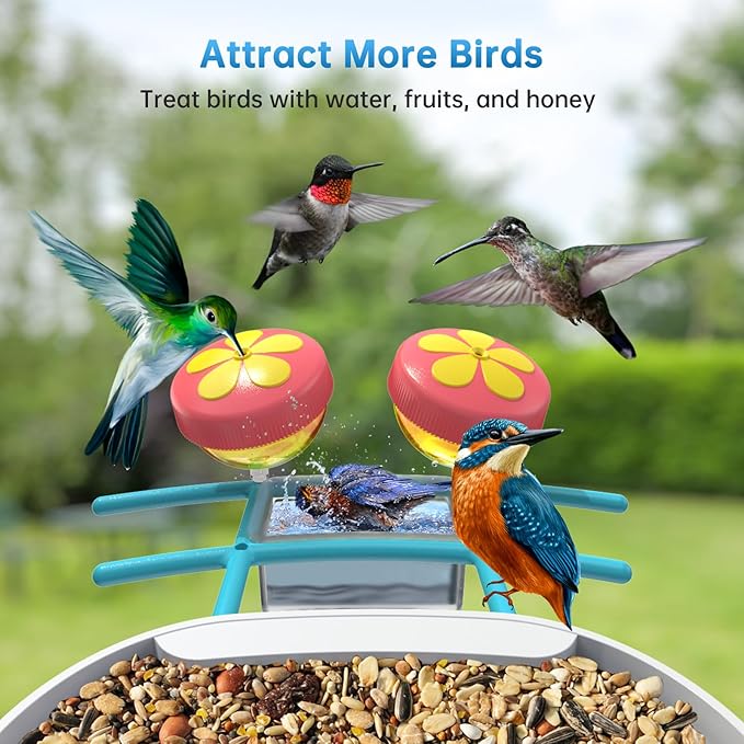 SMONET Bird Feeder with Camera B300: Smart Birdhouse Camera AI Recognition Solar Powered,Outdoor Wireless WiFi Birdfeeder Watching Live Video,Funny Birthday Gifts for Mom Mother Grandma Daughter