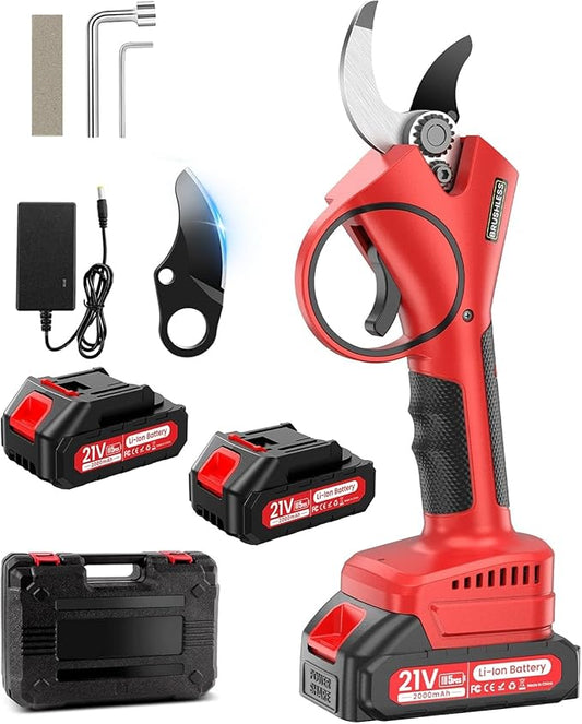Electric Pruning Shears,1.6"Cordless Pruning Shears for Gardening,SK7 Blades,800W Brushless Motor,Battery Pruning Shears with 21V 2000mAh*2 Batteries,Ideal Dad's Gifts for Tree Trimming,Branch Cutter