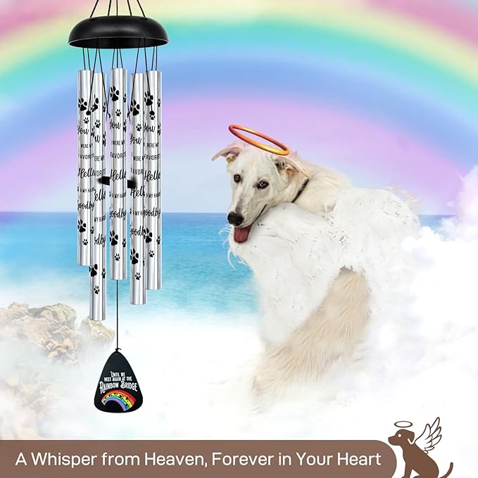 ASTARIN Pet Memorial Wind Chime, Wind Chimes for Loss of Dog, Pet Sympathy Gifts for Loss of Dog, Rainbow Bridge Bereavement Gift Wind Chime for Outside Indoor