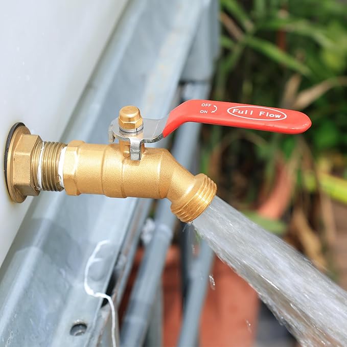 UNWAVER Garden Hose Full Flow Faucets Heavy Brass Bibb 1/2" Male NPT Inlet Connection with 3/4" Male GHT Water Hose Outlet (1/2 Inlet Long Handle 1PCS)