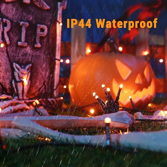 Brizled Orange Lights, 78.74ft 240 LED Halloween Lights Connectable with Timer, 8 Modes Outdoor Halloween Lights String Waterproof Plugin Orange Light String for Outside Indoor Spooky Party Decor