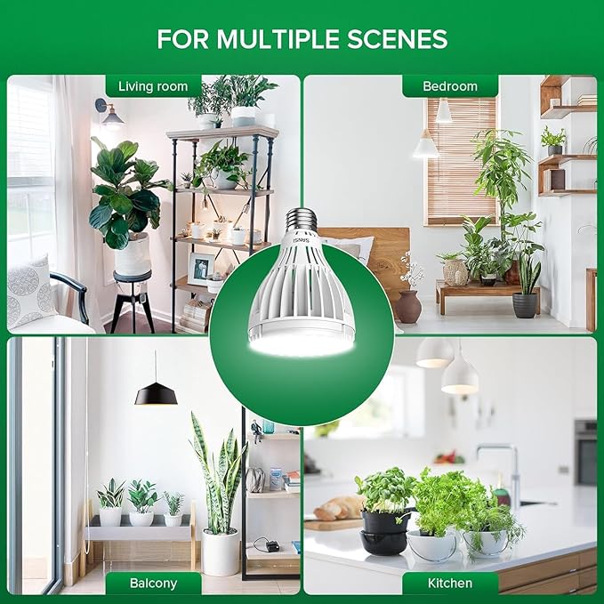 SANSI 250W Equivalent LED Grow Light Bulb, PAR25 30W 5000K+660nm Full Spectrum Grow Bulb for Indoor Plants, 25,000 Hours Lifespan Plant Lights with E26 Base