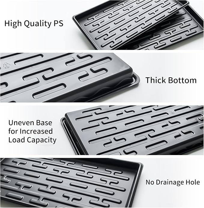 Shallow 1020 Nursery Flat Trays Specialized for Holding & Carrying 200 Cell Plug Seedling Trays (Height is 1.3"),Microgreen Germination Trays,10 Pack, No Holes (YB01, 10Pcs)