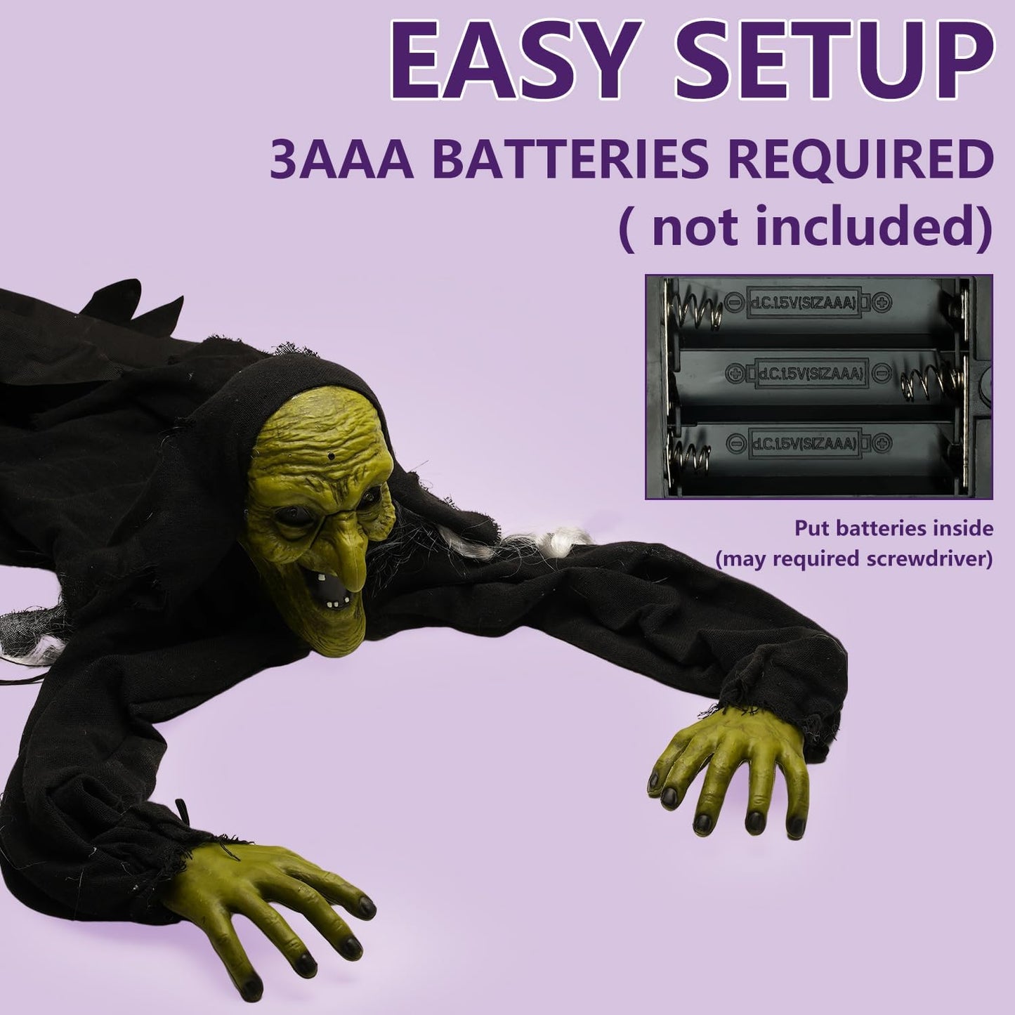 Halloween Outdoor Decoration, Grounderbreaker Zombie Witch with Flashing Eyes Creepy Sound,Scary Crawling Halloween Props Décor Best Halloween Decorations, Haunted House Outdoor, Lawn, Yard Decor