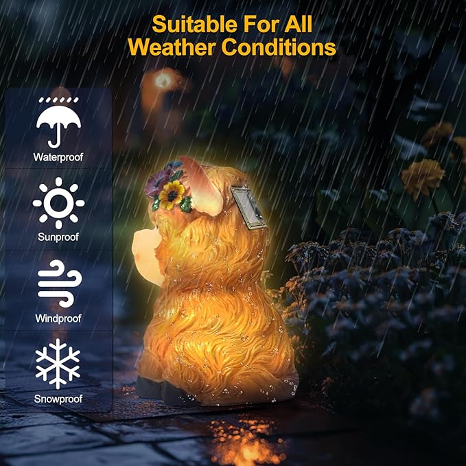 Solar Garden Decor Outdoor Statues Cow - Lawn Decor Statue for Patio, Balcony, Yard Ornament - Unique Gifts for Housewarming, Birthday, Christmas