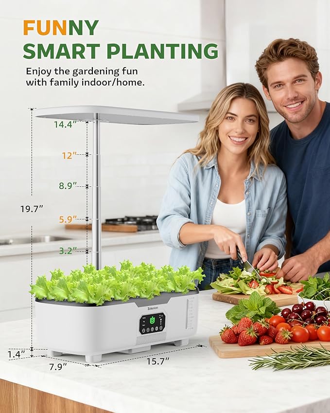 Misting Hydroponic Growing System Kit 15-Pods Indoor Smart Herb Garden Planter with LCD Touch Panel 6L Large Tank for Herb/Vegetables/Flowers/Fruits,Birthday&Christmas Gifts for Gardening Beginners
