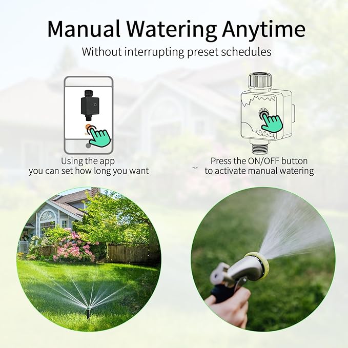 WiFi Water Timer for Garden Hose, Sprinkler Timer with 1 Outlet for Lawns and Yard, Rain Delay/Remote/Manual/Automatic Drip Irrigation System Programmable Faucet
