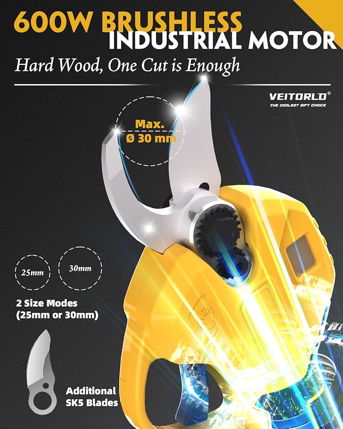 Brushless Electric Pruning Shears for DeWalt 20V Battery, Portable Cordless Branch Cutter Tree Trimmer with LCD Display&Replaceable Blade, 30mm 1.2'' Cutting Diameter for Gardening Tree (NO BATTERY)