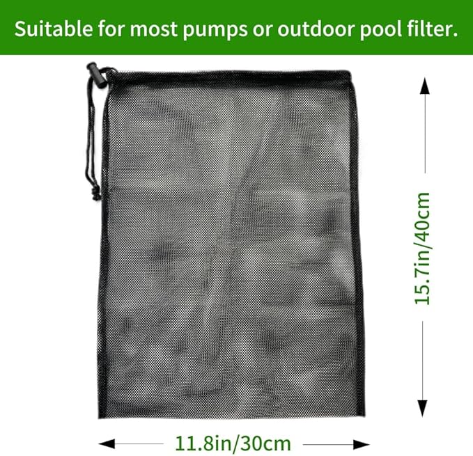 11.8" x 15.7" Pond Pump Cover Filter Bag, Black Media Bag Large Pump Mesh Bag for Outdoor Water Ponds Filters, Water Filter Pump, Outdoor Ponds, Garden, Swimming Pool (1, 11.8" x 15.7")