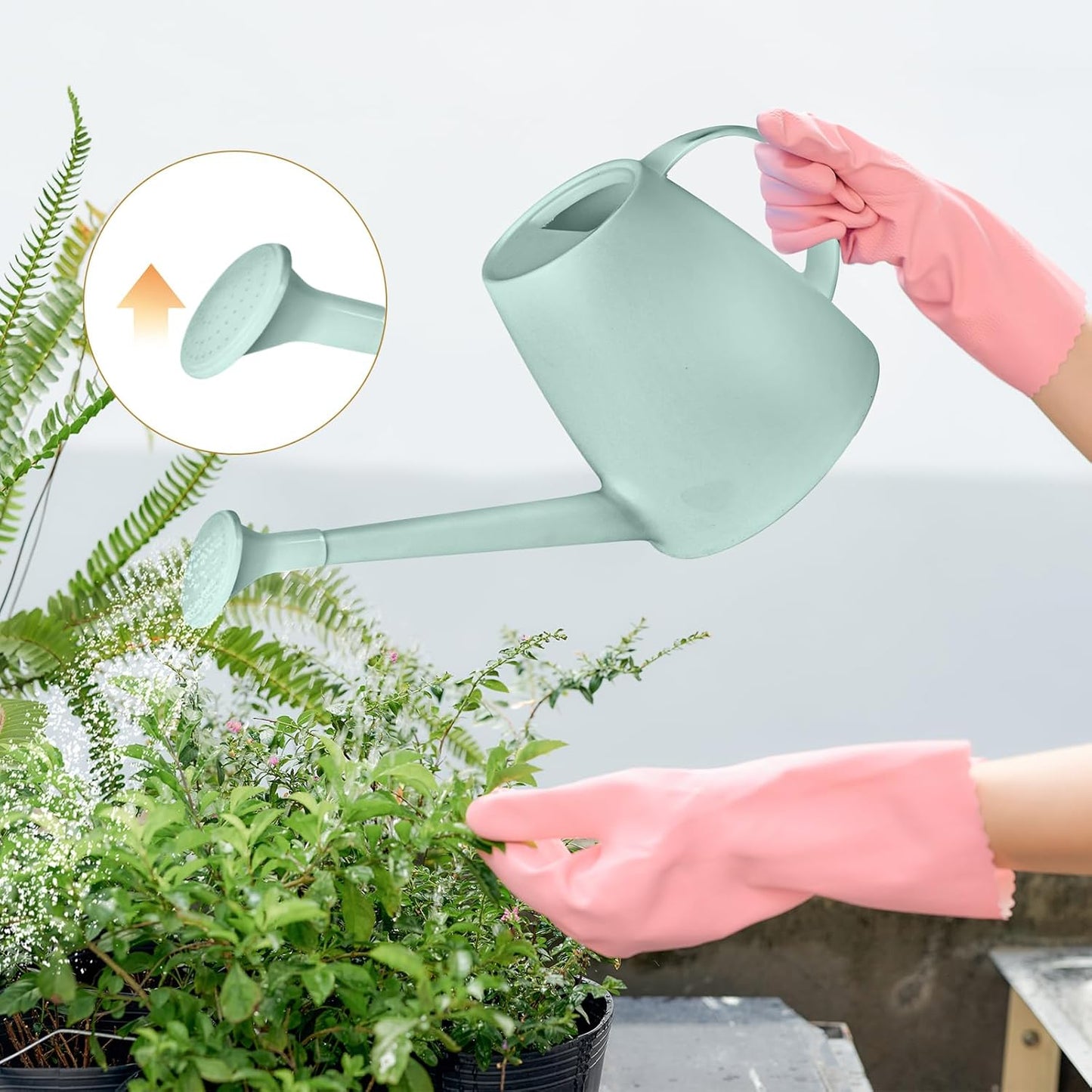 Plastic Watering Can - for Home Plant Garden - 1/2 Gallon - Green