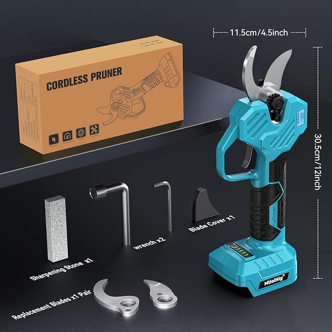 Cordless Electric Pruning Shears: 1.5-2 Inch Portable Pruning Shears Compatible with Makita 18V - Garden Pruners Tool with LCD Display