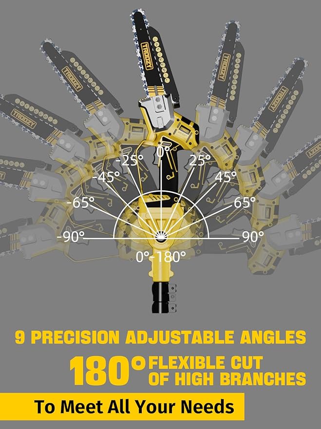 8-INCH Cordless Pole Saw, 2-IN-1 Chainsaw with 4.0Ah Battery Powered, Electric Tree Trimmer Branch Cutter with Extendable Pole, Pruning & Wood Cutting