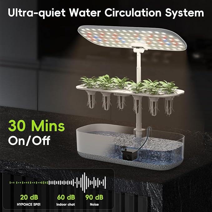 Large Hydroponics Growing System 14 Pods, Indoor Herb Garden with LED Grow Light, 5L Water Tank, Hydroponic Grow Kit with 3 Auto-Timers, Rotatable Light Panel and Child Lock for Home School Gardening