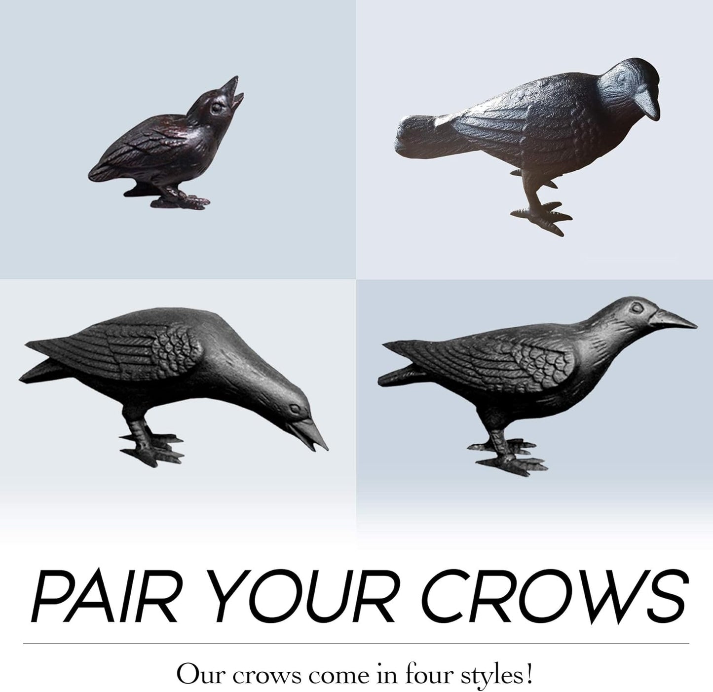 NACH Cast Iron Baby Crow Statue, Raven Garden Statues, Crow Garden Sculpture, Bird Figurines Home Decor, Crow Decor, Raven Decor, Black Bird Statue, 5.4 x 2.2 x 3.2 inches, JS-90-7116