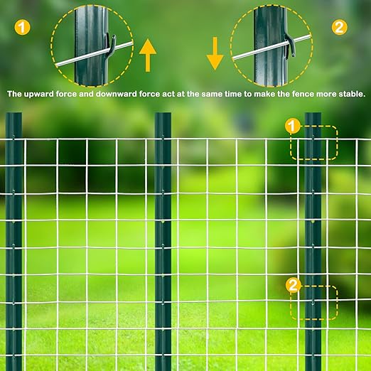 XYADA Fence Posts Sturdy Duty Metal Fence Post,U Post for Fencing in Garden Yard and Outdoor Wire-Pack of 10 (6 Feet)