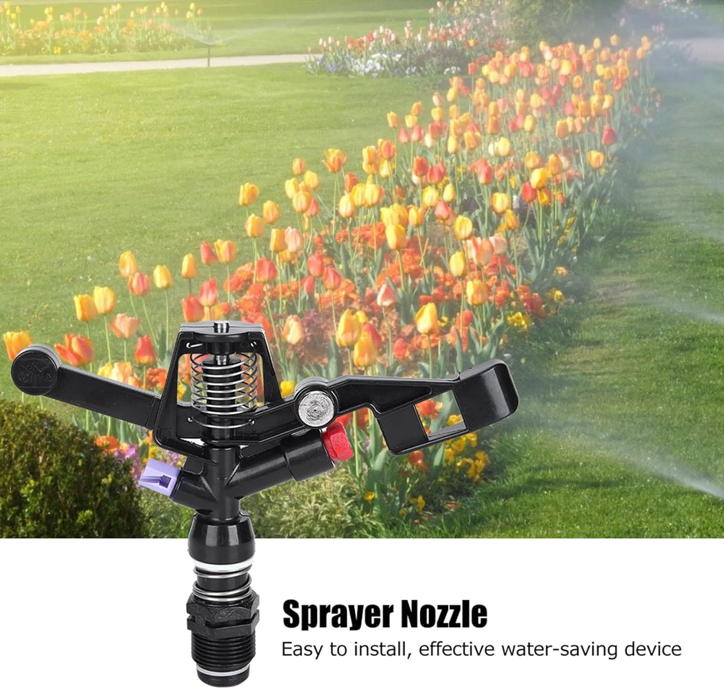 Haofy Impact Sprinkler, 5PCS Garden Impulse Sprinkler, 3/4in DN20 Male Thread, Black