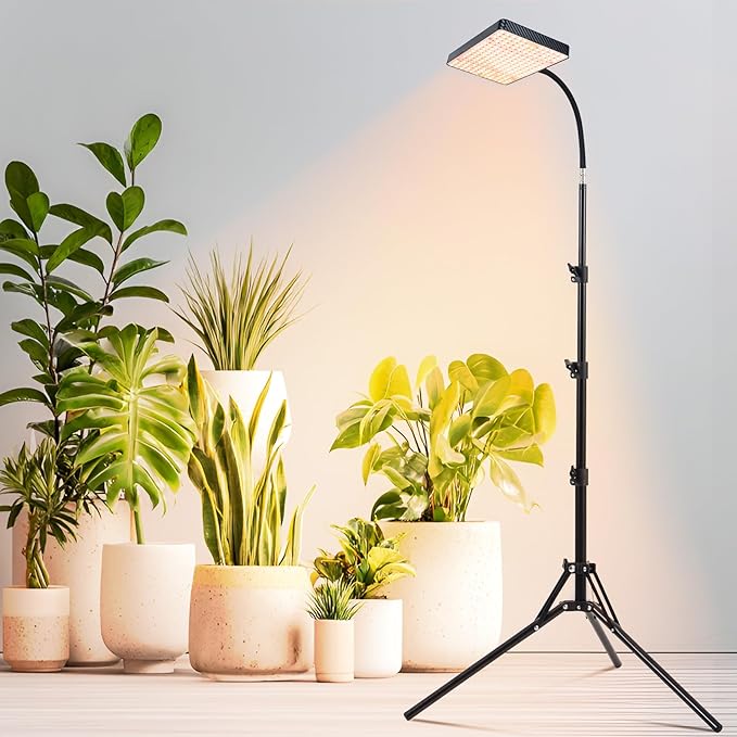 25W Grow Lights for Indoor Plants, Seed Starting, Bonsai with Stand and Timer Auto On/Off, 2500 Lumen Enough Bright Like A Small Sun for Your Jungle, Daisy Chain Function, 40"-64" Height Adjustable