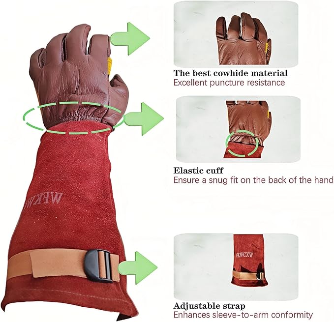 Gardening Gloves for Women/Men,Rose Pruning Long Leather Garden Gloves Thorn Proof