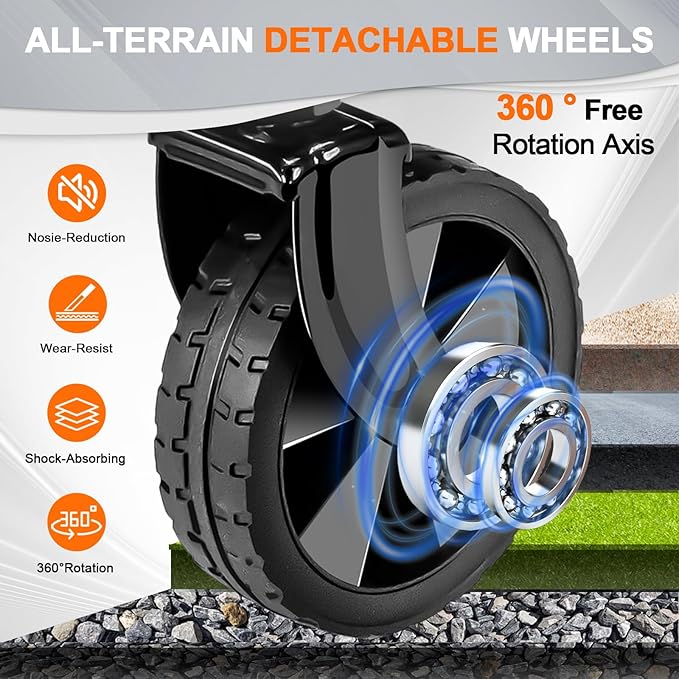 Collapsible Wagon Cart with Wheels Foldable, Folding Wagons Carts with Silent Universal Wheels, Large Grocery Cart On Wheels, Heavy Duty Utility for Shopping Beach Sports Fishing Camping, Black