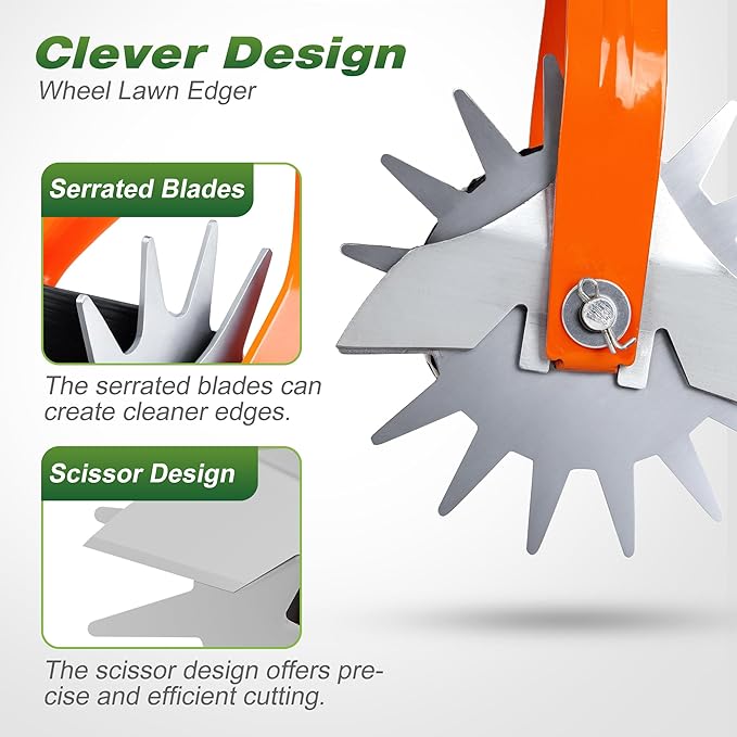 Walensee Wheel Rotary Edger, 69.7 Inch Hand Manual Edger Lawn Tool with Adjustable Stainless Steel Handle, Trimming Grass Weed Edger with Cushion Grip for Garden Sidewalks Driveways and Landscaping