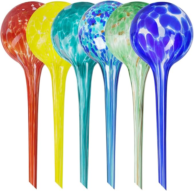 Plant Watering Globes Set of 6 โ Large Glass Bulbs (up to 7 Days of Watering) for Indoor & Outdoor Plants โ Multicolor - Self-Watering
