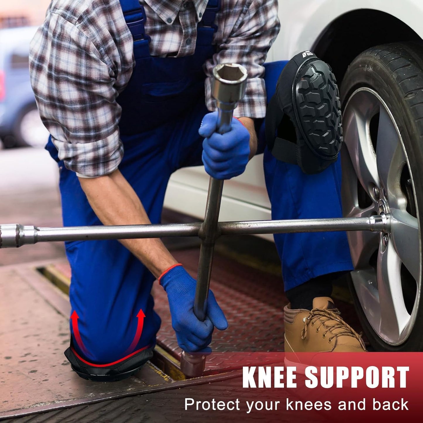 Professional Knee Pads for Work Construction with Heavy Duty Cap Foam Padding Gel Cushion Knee Pads for Men, Comfortable Adjustable Strong Strap, Military Grade Rivet for Flooring Gardening