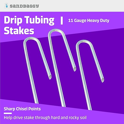 Sandbaggy 1500-Pack DRIP TUBING Stakes Landscape Staples | 5 inch Length - 11 Gauge Heavy Duty | Drip Anchors | Landscape Pins | Garden Lawn Nails | Designed to Hold Drip Tubing Up to 1/2" Diameter