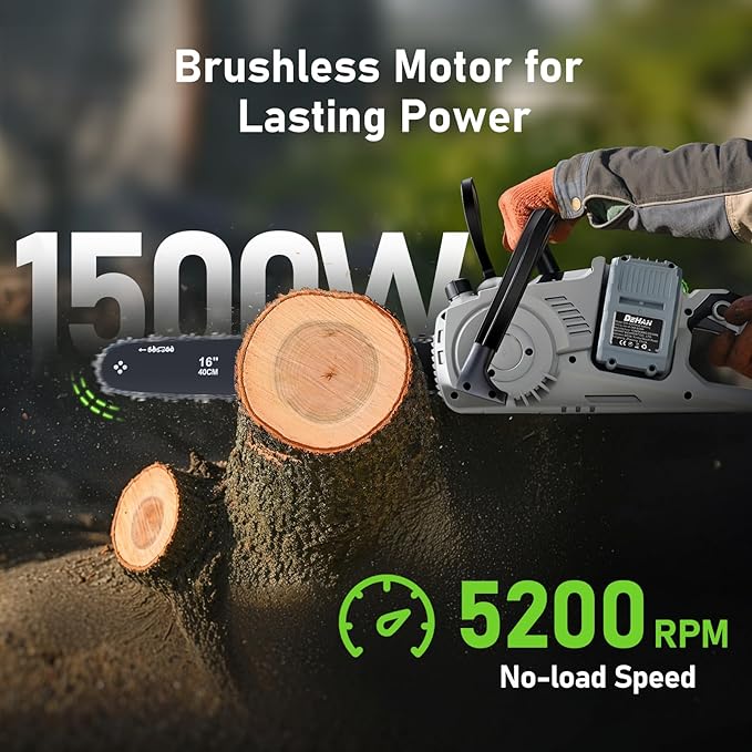 Brushless Mini Chainsaw Cordless Chain Saw Lightweight Electric Chainsaw Handheld Saw for Tree Trimming and Wood Cutting Pruning Saw (16 Inch)