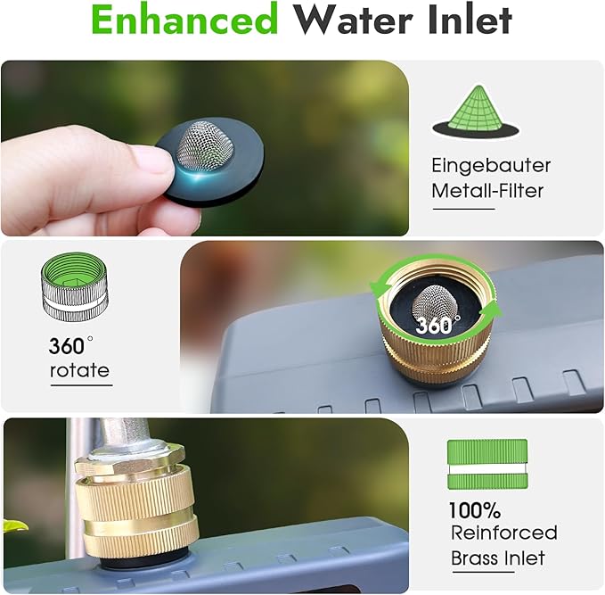 Insoma Water Timer with Brass Inlet, 4 Independent Zones Outdoor Hose Timer for Garden Faucet with Auto/Manual/Rain Delay Mode, IPX5 Waterproof, Sprinkler Irrigation Controller for Yard Lawn