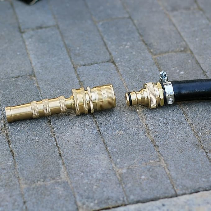 Garden Hose Quick Connect Solid Brass 3/4" GHT External Thread Easy Connect Fittings No-Leak Water Hose Male Quick Connector and Female product adapters (2 SETS)