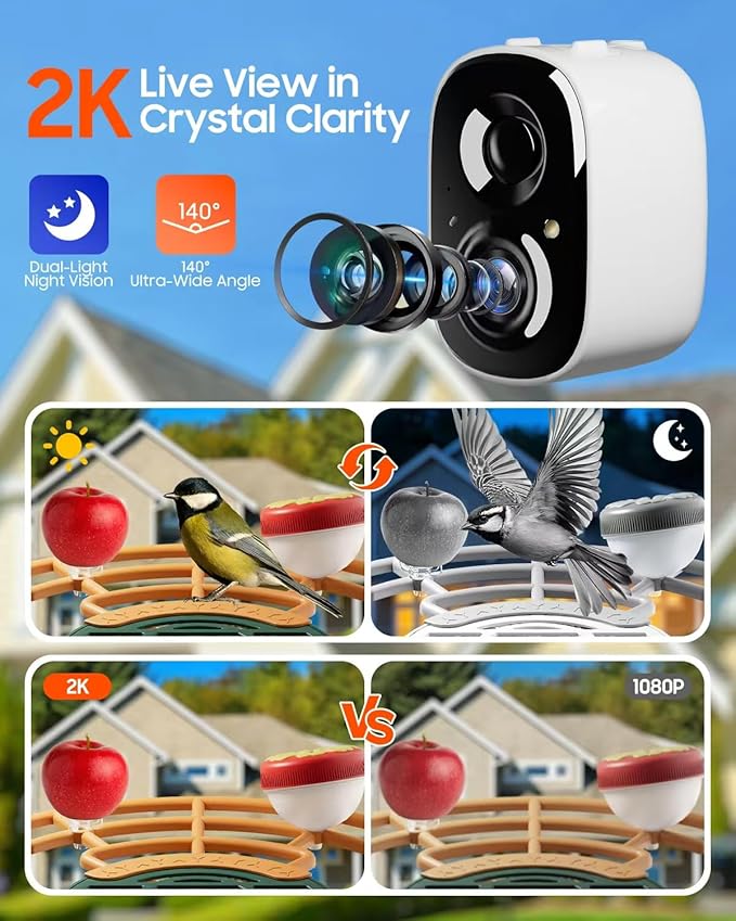 Camii Bird Feeder with Camera, Smart Birdfeeder with AI Identify Birds Species, 2K HD, Solar Powered, Night Vision, Real-Time Alert, IP66 Waterproof for Backyard Bird Watching Enthusiasts (Dark Green)