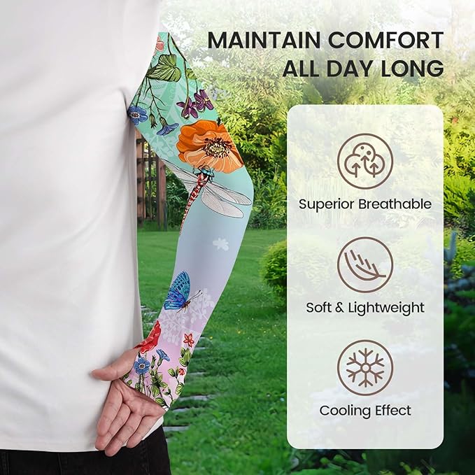 Gardening Sleeves Farm Sun Protection Arm Cooling Sleeves Thorn Proof Garden for Women Men with Thumb Hole