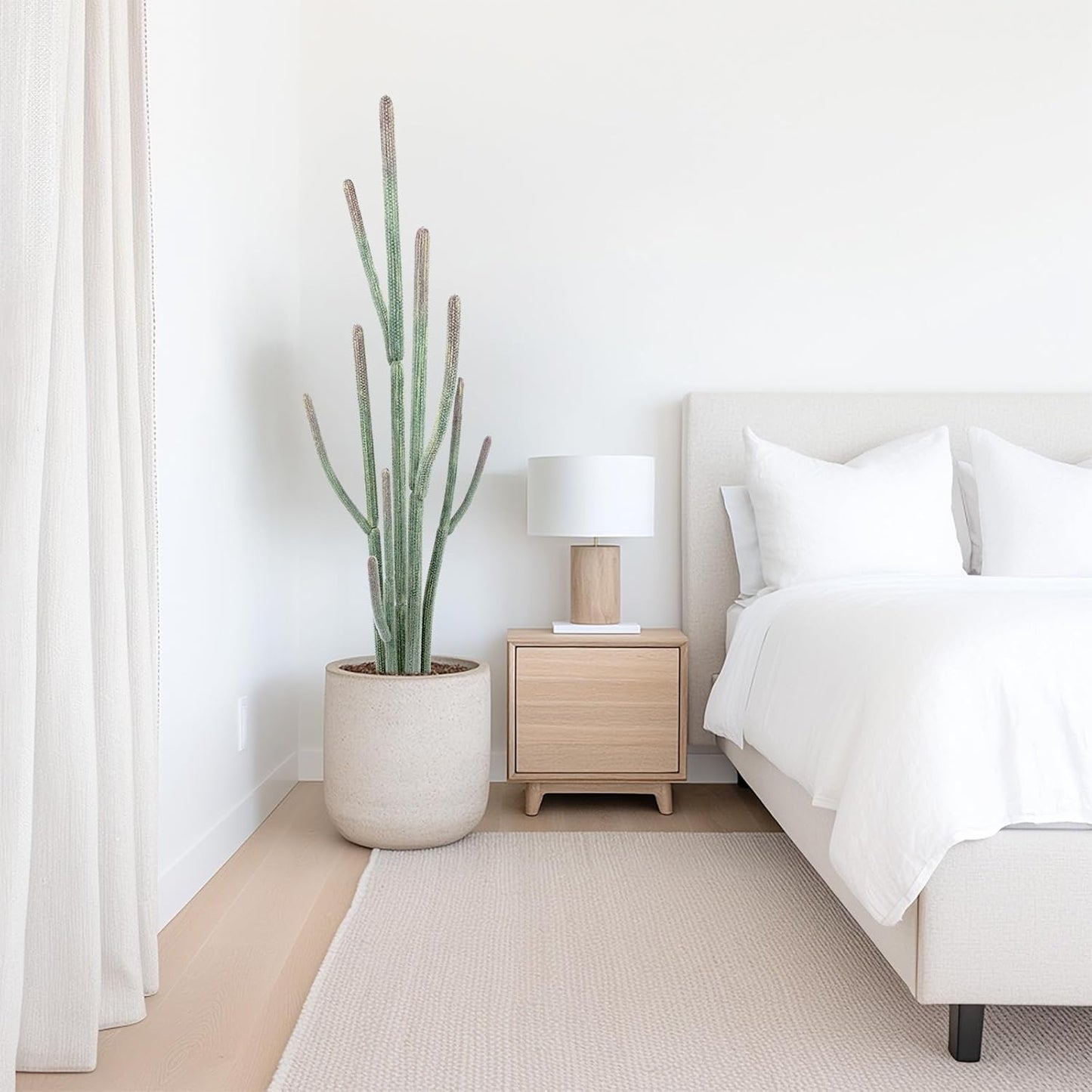 Tall UV Resistant Faux Cactus Plant,60in Realistic Texture Tall Fake Plant, Artificial Cactus Large with Black Pot Indoor Outdoor for Home Office Living Room Bedroom Foyer Porch Decor.