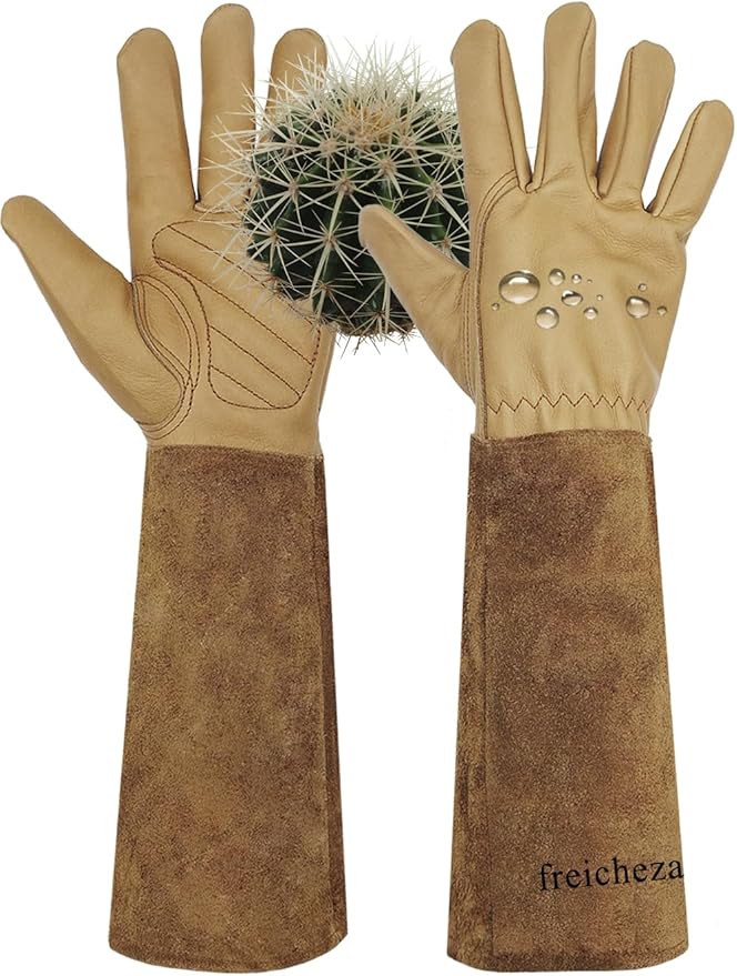 Long Gardening Gloves for Women/Men-Thorn Proof Rose Pruning Gloves,Water Repellent Leather work Gauntlet