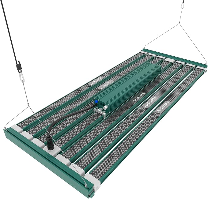 A ANLEOLIFE Stretchable LED Grow Lights with LM301H EVO Diodes 1000W Full Spectrum Dimmable Daisy Chain 5x7ft Coverage Bar Style Commercial Growing Lamp for Greenhouses Plants
